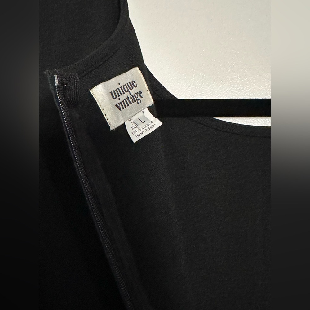 Unique Vintage Black Mod Wiggle Dress NWOT Size Large - Picture 10 of 14